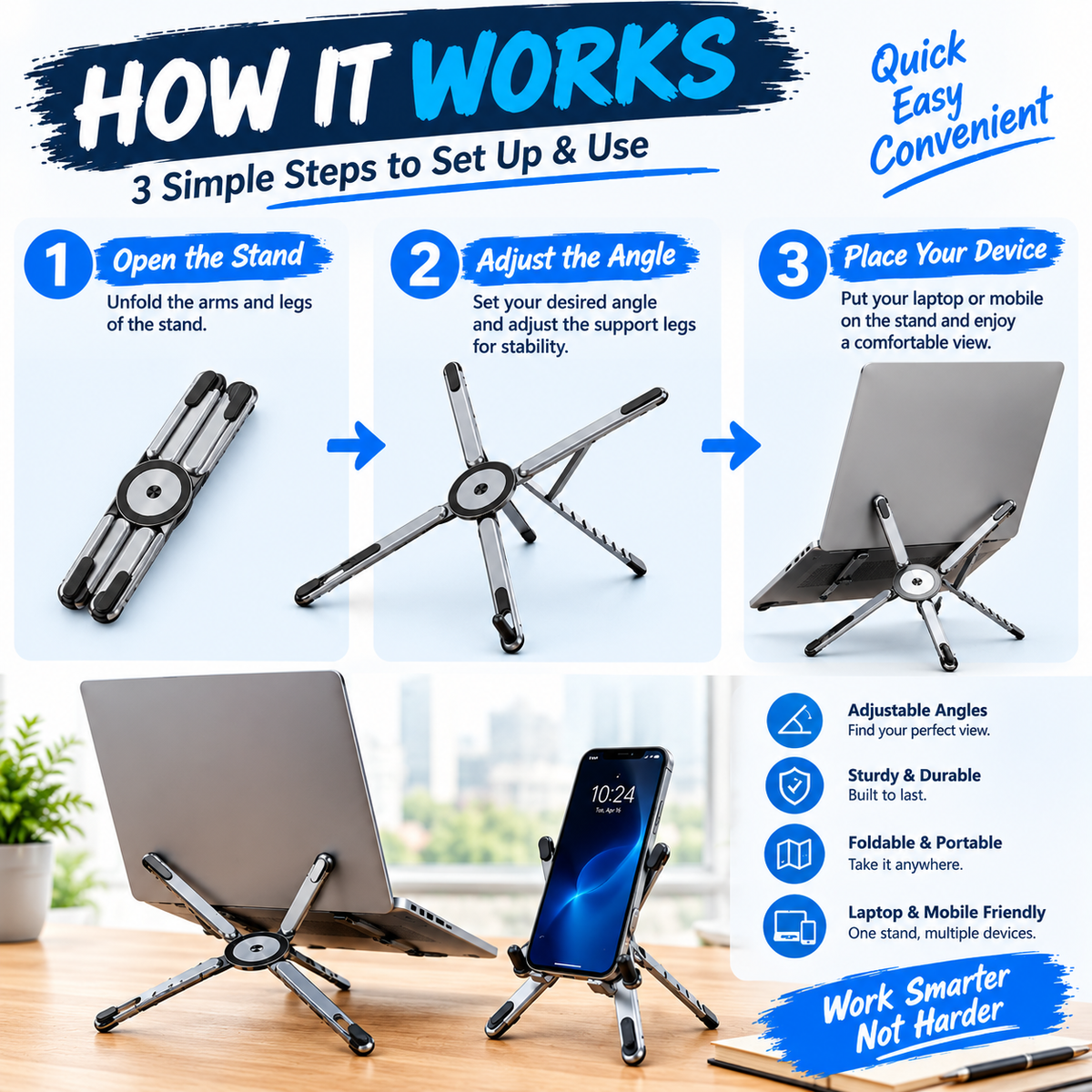 Foldable Multi Angle Laptop Mobile Stand