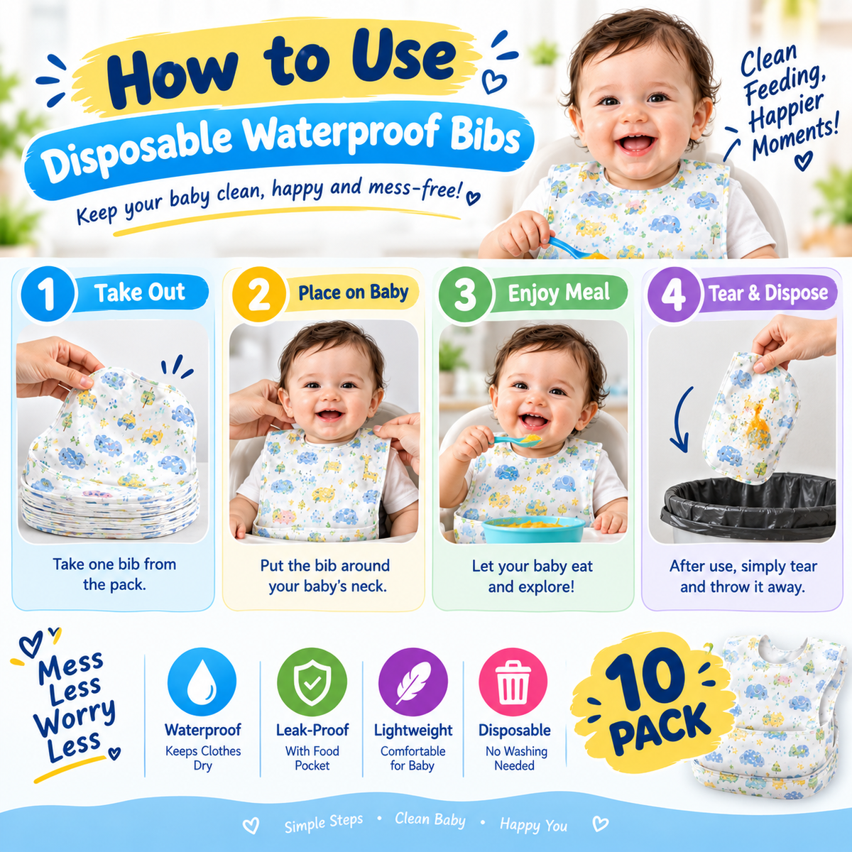 Baby disposable waterproof bib